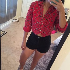 Vintage unique long sleeve crop top